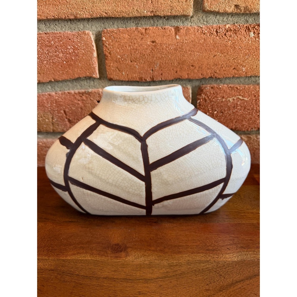 Mid Century Modern Style, Baum Brothers Formalities Geometric Crackle Glaze Vase